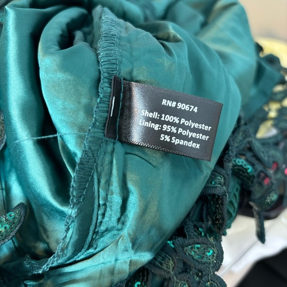 NEW Boston Proper Deep Emerald Sequin Lace High Mock Neck Sheath Dress Size 4 - Picture 15 of 16